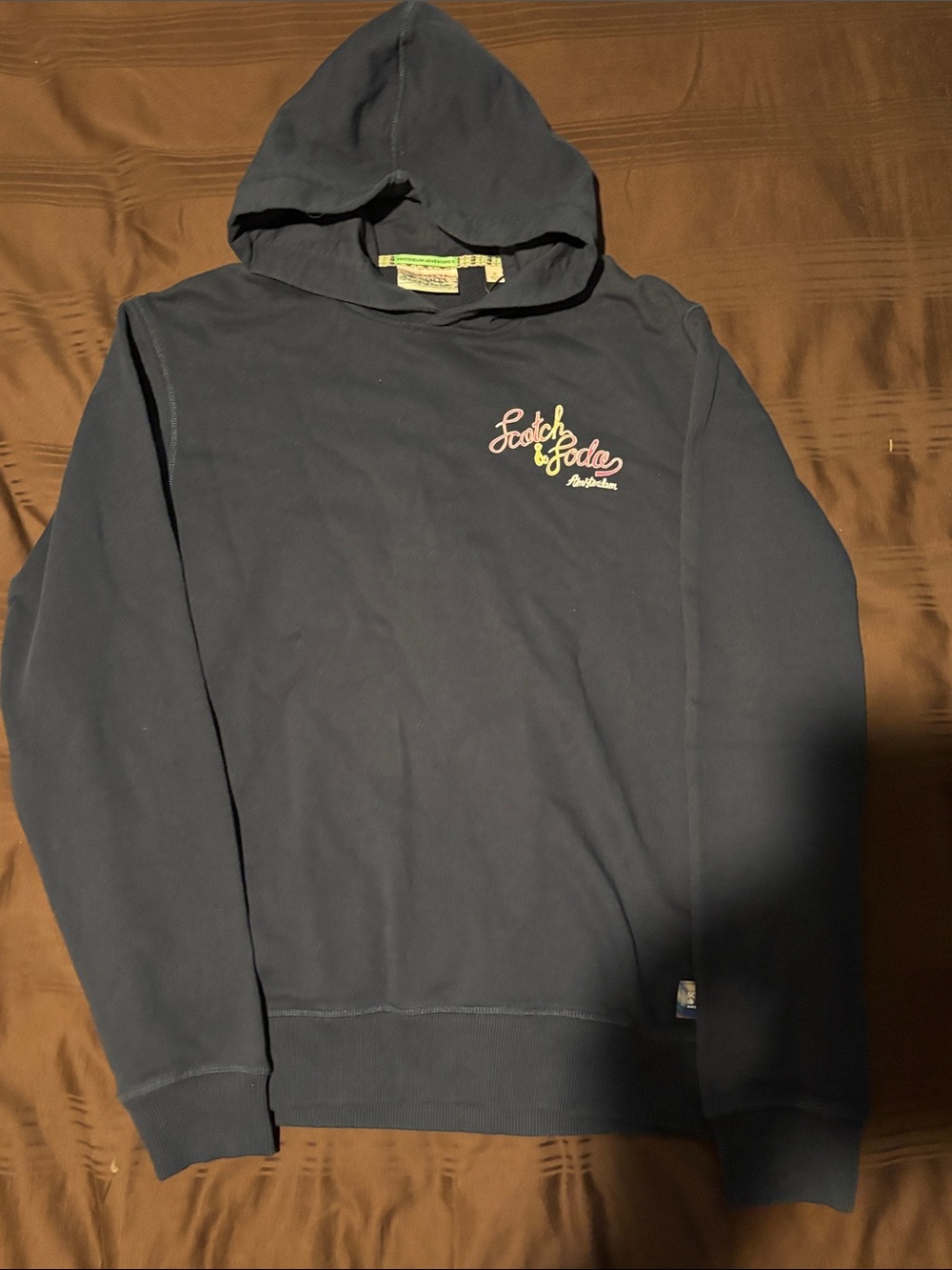 Scotch & Soda Navy Blue Hooded Pullover Sweatshirt